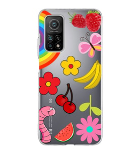 PrintiFy Xiaomi Mi 10T ile Uyumlu 1mm Slim Fit Water Color 5 Baskılı Şeffaf  Kılıf