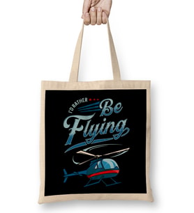 I d Rather Be Flying Retro Helicopter Pilot Bez Çanta Uzun Saplı