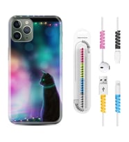 Apple iPhone 11 12 13 14 Pro Max Kılıf Kablo Koruma Spiral Silikon Window Cat 1787
