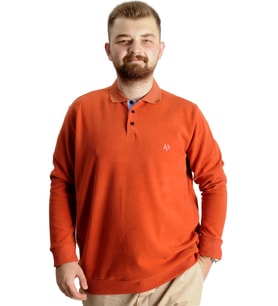 Mode XL Büyük Beden Erkek Sweat Polo Selanik Nakışlı 20440 Tarçın