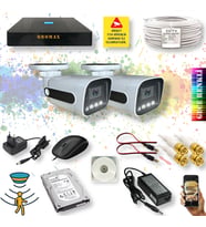 Qromax 2 Kameralı Set - Gece Renkli Gösteren Hareket Algılayan 5MP SONY Lensli 4 Ultra Warm Ledli 1080P FULLHD Güvenlik Kamerası Seti 784W