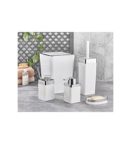 Noble Life Plus 5 Parça Akrilik Metalize Kaplamalı Lüx Banyo Seti Beyaz