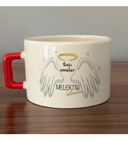 Bazı Anneler Melektir Baskılı Kırmızı Kulplu C Fincan
