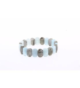Akuamarin-Labradorit Taşı Doğal Taş Rolex Bileklik-15mm Turkuaz-Siyah B317