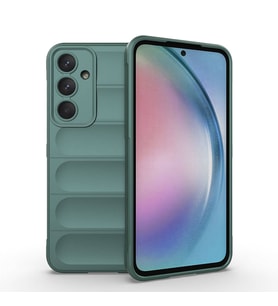Samsung Galaxy A55 Uyumlu Kılıf Esnek TPU Oyuklu Arka Yüzey Tasarımlı Zore Etnik Silikon Kapak (Koyu Yeşil)