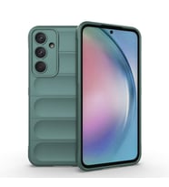 Samsung Galaxy A55 Uyumlu Kılıf Esnek TPU Oyuklu Arka Yüzey Tasarımlı Zore Etnik Silikon Kapak (Koyu Yeşil)