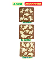Çocuk Puzzle (Yapboz) Birinci Sınıf Ahşap 3 Parça Eğitici Öğretici Eğlenceli Set