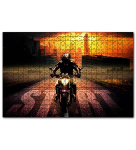 Cakapuzzle Günbatımı Motorsiklet Gökdelenler Start  Puzzle Yapboz MDF (Ahşap) (120 Parça)