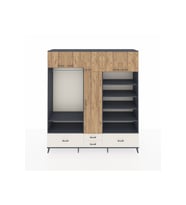 Hyperion Dolap 18 Raflı 4 Çekmeceli Tek Askılı 220x44x243 Antrasit-Çam/Aytaşı