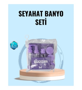 Mey İthalat® Taşınabilir 5’li Seyahat Banyo Seti Şampuanlık Sprey Krem Kutusu