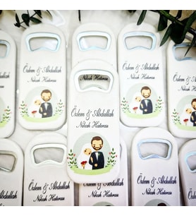 30 Adet Nikah Şekeri Açacak Magnet Gelin Damat Baskılı -