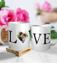Kişiye Özel Love Fotoğraflı Sevgili Kupa Bardak Ahşap Palet Altlığı Hediyeli