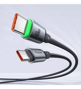 Type-c Type-c 60W PD Hızlı ŞarjE-Marker Çipli Easy Series Örgü Kablo Siyah 3m