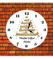 Mesajlı Özel Yılbaşı Duvar Saati Kişiye Özel
