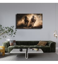 Leylaser At Temalı Cam Tablo Duvar Dekoru 2