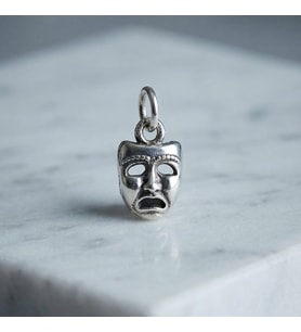Gümüş Üzgün Surat Kolye Ucu 925 Ayar Gümüş Ağlayan Yüz Maske Figürlü Unisex Kolye Ucu