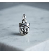 Gümüş Üzgün Surat Kolye Ucu 925 Ayar Gümüş Ağlayan Yüz Maske Figürlü Unisex Kolye Ucu
