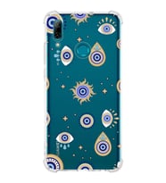 PrintiFy Huawei P Smart 2019 Uyumlu Nazar Boncuğu 5 Baskılı Şeffaf Köşe Korumalı Antişok Kılıf