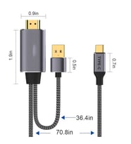 Type-C'den HDMI'ya 2 in 1 Kablo Type-C 3.1 Display Port Modlu Aynı Anda Şarj ve Görüntü Aktarımı (Siyah)