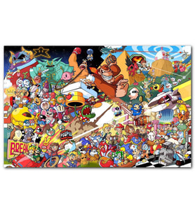 Cakatabloo Nintendo Wii Tüm Karakterler Kompozisyon MDF Tablo