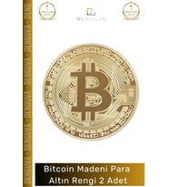 #Bitcoin Koleksiyonluk Demir Şık Kripto Hatıra Madalyon Fiziksel Bitcoin Madeni Altın Rengi - 2 Adet