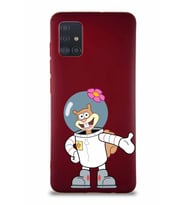 Samsung Galaxy A51 Soft Premier Kapak Sandy Tasarımlı Silikon Kılıf - Mürdüm (Şeffaf)