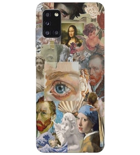 Samsung Galaxy A31 Uyumlu Sanatsal Kolaj Desenli Şeffaf Telefon Kılıfı