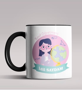 Kişiye Özel Sınıf Öğretmeni Tasarımlı Siyah Renk Kupa Bardak 3 (Siyah)