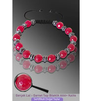 Sertifikalı Silver Hematitli Lal Garnet Taşı Bileklik - Ayarlamalı (Çok Renkli)