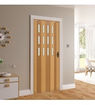 Faran Dekorasyon 102 x 230 Meşe Renk Camlı Pvc Akordiyon Katlanır Kapı - FRNAKMODEL-139