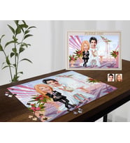 BK Gift Kişiye Özel Sevgililer Karikatürlü 1000 Parça Profesyonel Puzzle-13