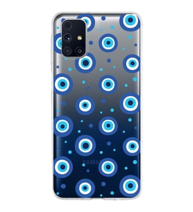 PrintiFy Samsung Galaxy M31s ile Uyumlu 1mm Slim Fit Nazar Boncuğu 1 Baskılı Şeffaf  Kılıf