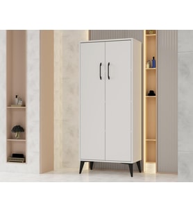 Flano Beyaz  Çok Amaçlı Dolap İki Kapaklı Dört Raflı Mutfak,Banyo,Hol,Balkon,Ofi
