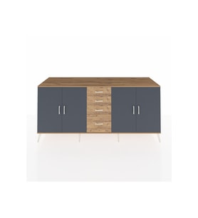 Kronos Konsol 2 Raflı 4 Çekmeceli 4 Kapaklı 220x59x99 Çam-Antrasit/Çam