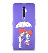 Oppo Reno 2Z Soft Premier Kapak Aşk Tasarımlı Silikon Kılıf - Mor (Şeffaf)