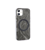 iPhone 11 Kılıf Magsafe Şarj Özellikli Fırça Boya Desenli Palet Kılıf (Gri)
