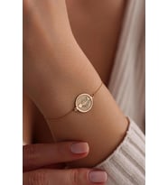 Kişiye Özel 925 Ayar Gümüş Balık Kılçığı Figürlü Bileklik (Gold)