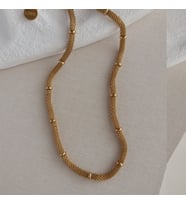 Lente Aksesuar Kadın Gold Çelik Hasır Boğumlu Zincir Kolye