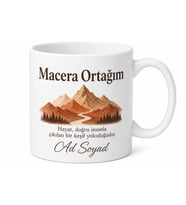 İsme Özel Macera Ortağım Yazılı Kupa Bardak Hediye Baskılı Porselen Mug