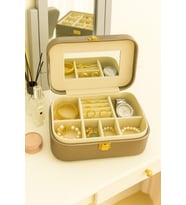 Deri Seyahat Takı Organizer, 20 cm, Metalik Bronz, Şık ve Hafif Design