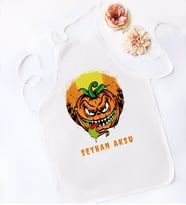 BK Gift Kişiye Özel Happy Halloween Tasarımlı Beyaz Mutfak Önlüğü-5