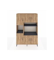 Hyperion Dolap 9 Raflı 6 Kapaklı 132x44x195 Çam-Çam/Antrasit