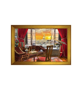 Manzara Temalı Kanvas Tablo 50 x 70 cm Gold Çerçeve