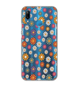 Huawei P20 Lite Uyumlu Çiçek Desenli Şeffaf Telefon Kılıfı