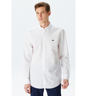 Lacoste Men's Regular Fit Shirt Organik Pamuk Erkek Gömlek Beyaz