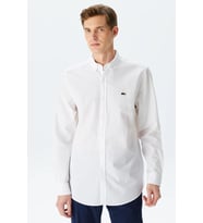 Lacoste Men's Regular Fit Shirt Organik Pamuk Erkek Gömlek Beyaz