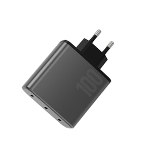 AmpCharge GaN100 2 Adet 100W Type-C ve 1 Adet 35W Type-C Çıkışlı Hızlı Şarj Aleti - Koyu Gri