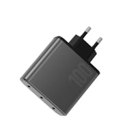 AmpCharge GaN100 2 Adet 100W Type-C ve 1 Adet 35W Type-C Çıkışlı Hızlı Şarj Aleti - Koyu Gri