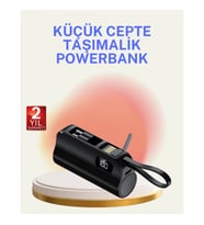 Mey İthalat® Dahili Konektörlü 20W Hızlı Şarj Mini Taşınabilir Powerbank