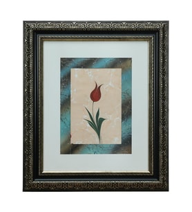 e38 EL İŞÇİLİĞİ EBRU ZEMİNLİ LALE EBRU TABLO 53*45 CM-6454